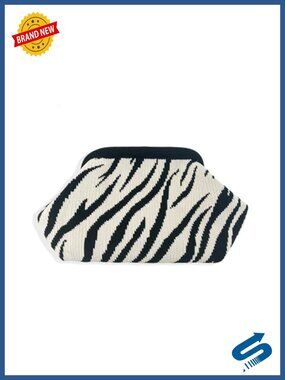 Crochet Zebra Print Clutch Crossbody Magnetic Closure Handbag
